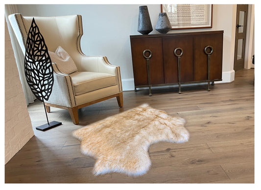 Faux sheepskin rug Free Shape Two Pelt Side by Side 3'X4'(90cm x 120cm)