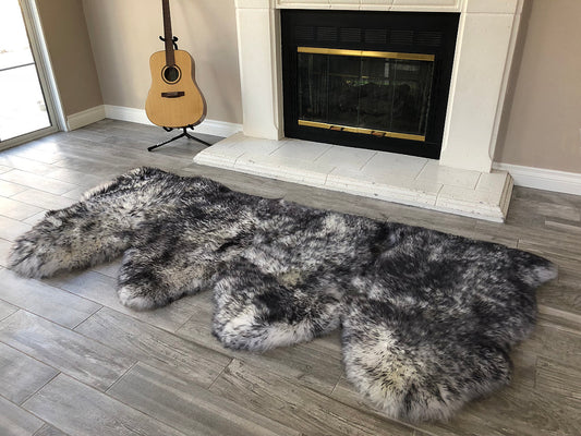Genuine Sheepskin Four Pelt Side by Side 3'X6'2''(90cm x 190cm)
