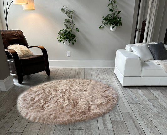 Faux sheepskin rug Oval Shaped 4'X6' (120cm x 180cm)