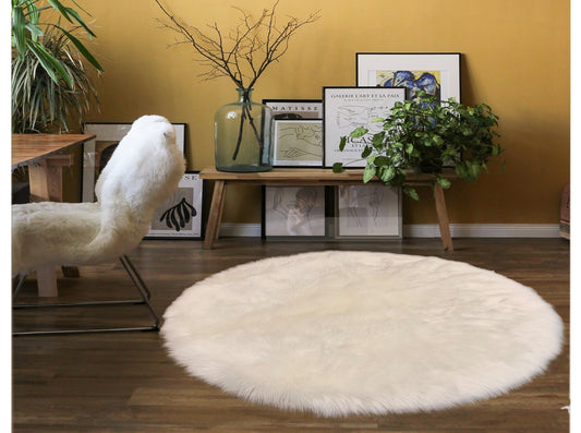 Faux sheepskin rug Round Shaped 5' (160cm Diameter)