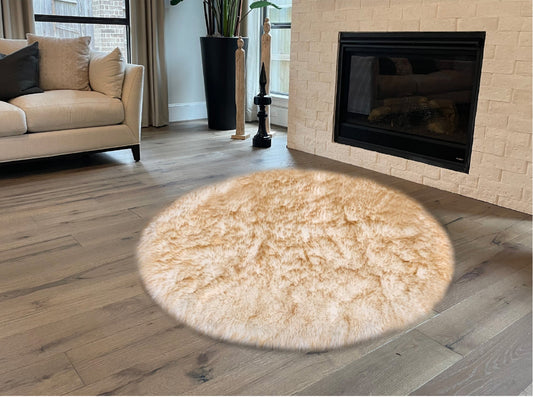 Faux sheepskin rug Round Shaped 3'6'' (105cm Diameter)