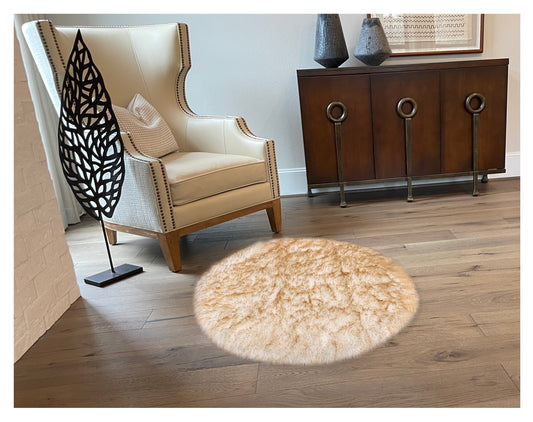 Faux sheepskin rug Round Shaped 4' (120cm Diameter)