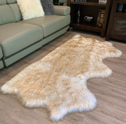 Faux sheepskin rug Free Shape Three Pelt Side by Side 3'X6' (90cm x 180cm)