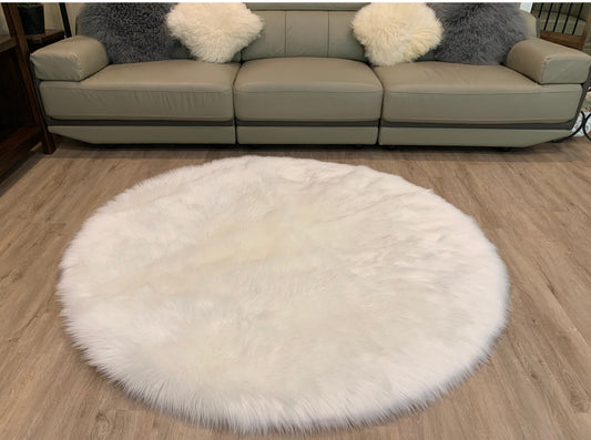 Faux sheepskin rug Round Shaped 4' (120cm Diameter)