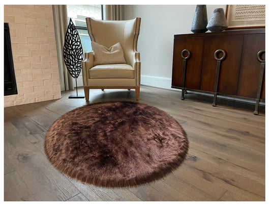 Faux sheepskin rug Round Shaped 6' (180cm Diameter)