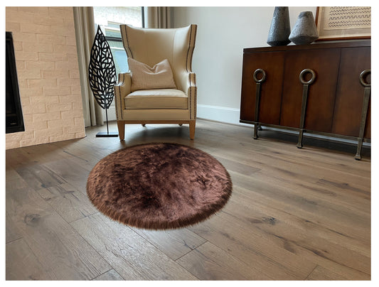 Faux sheepskin rug Round Shaped 3'6'' (105cm Diameter)