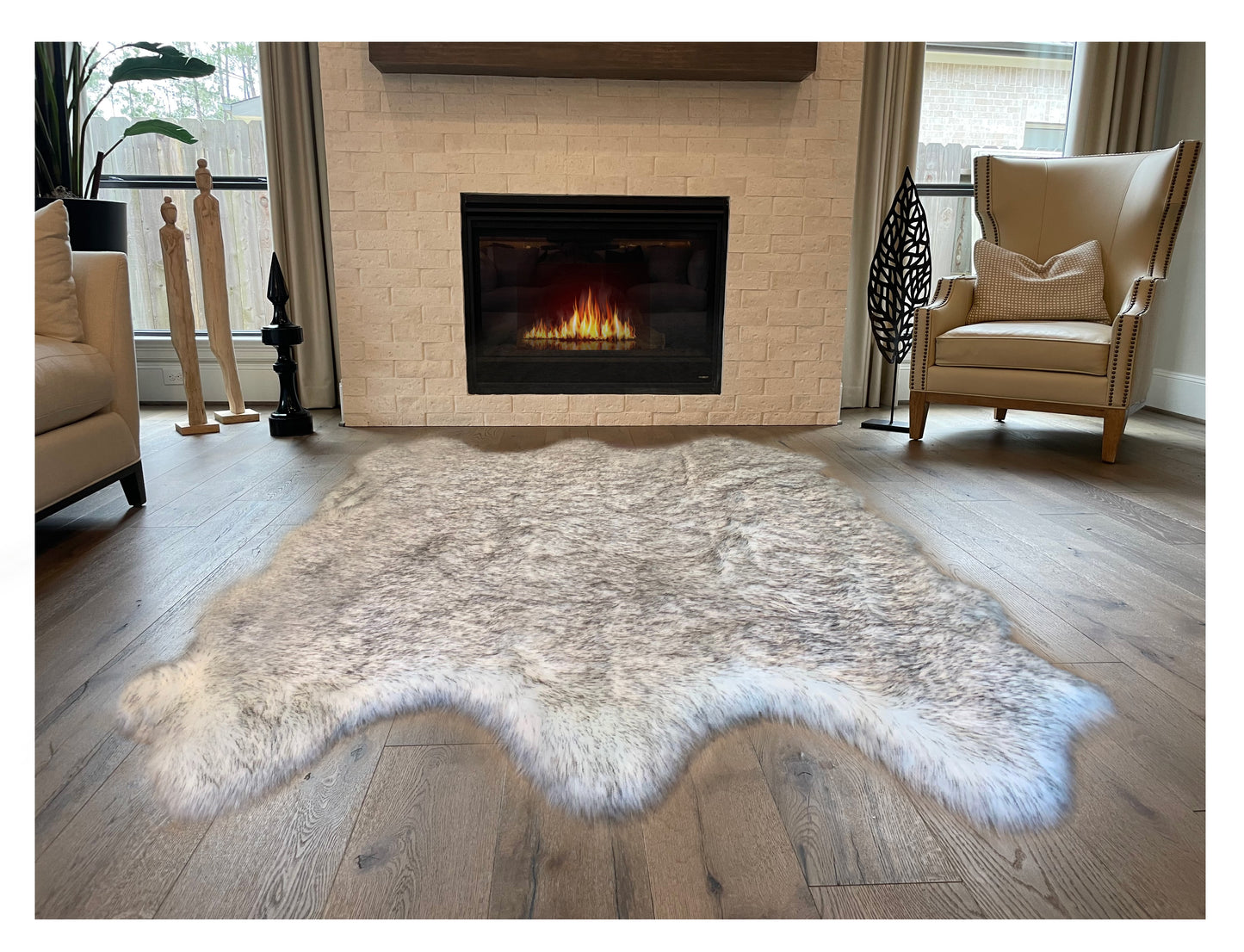 Faux  sheepskin rug Free Shape  Sexto Six Pelt 6'X6' (180cm x 180cm)
