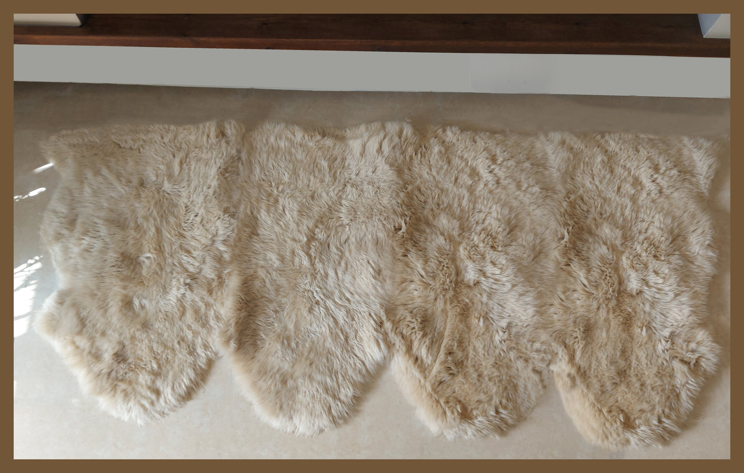 Genuine Sheepskin Four Pelt Side by Side 3'X6'2''(90cm x 190cm)