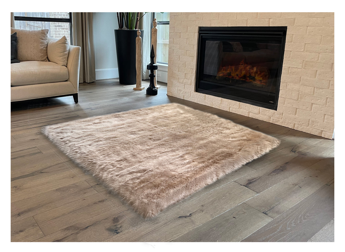 Faux sheepskin rug  Faux Square Shape 42'' (105x105cm)