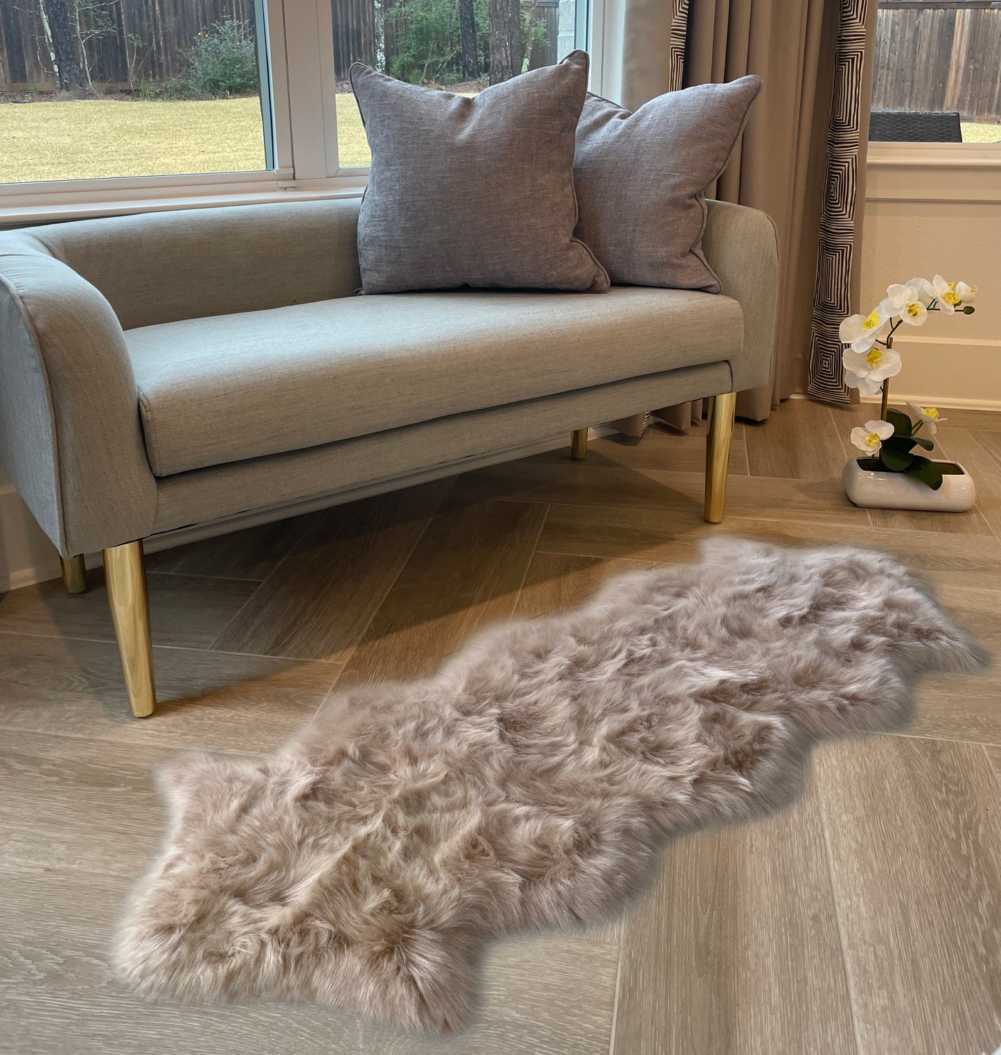 Faux  sheepskin rug Free Shape  Double 2'X6'(60cm x 180cm)