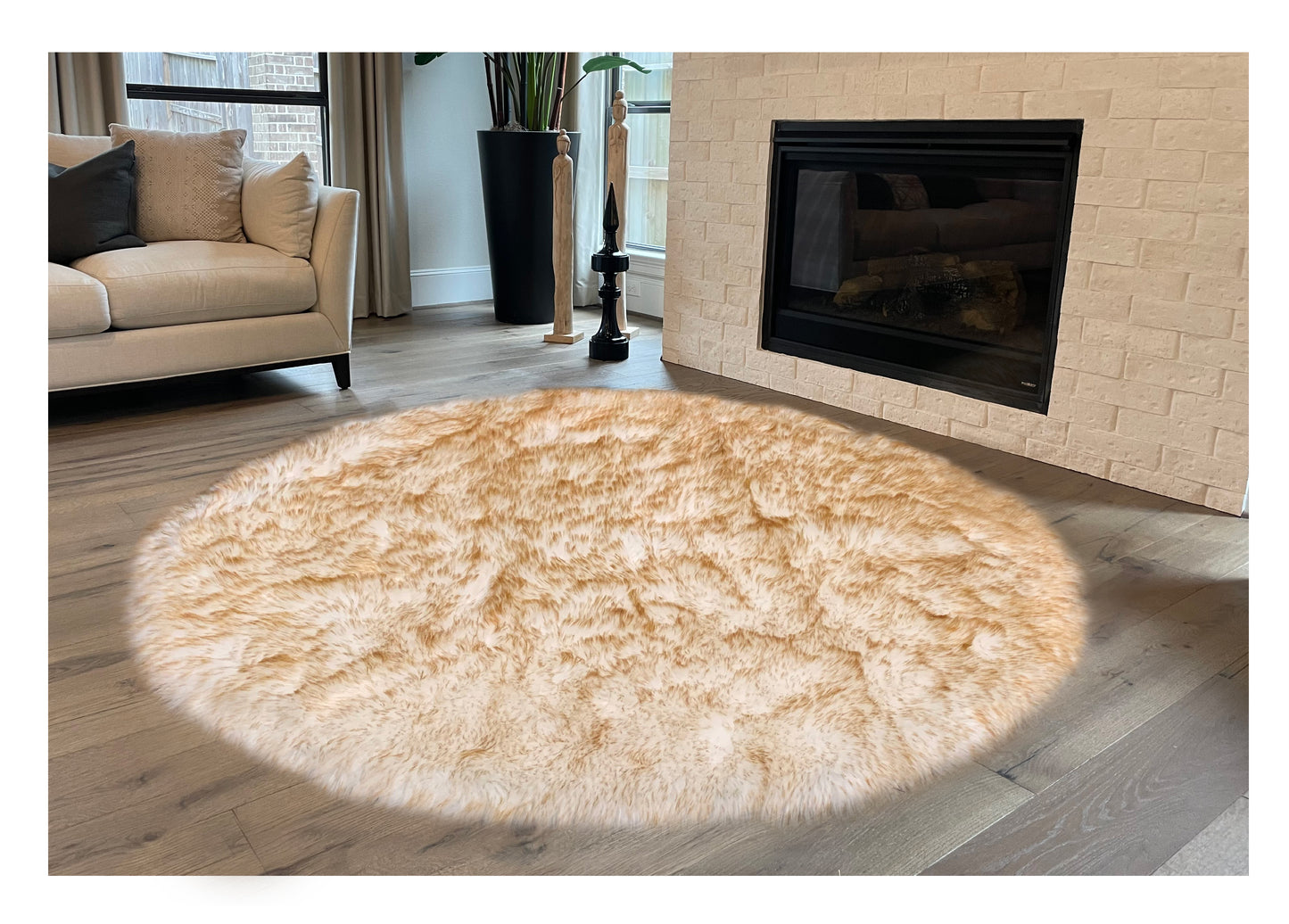 Runder Teppich aus künstlichem Schaffell, 8 Fuß (240 cm Durchmesser)