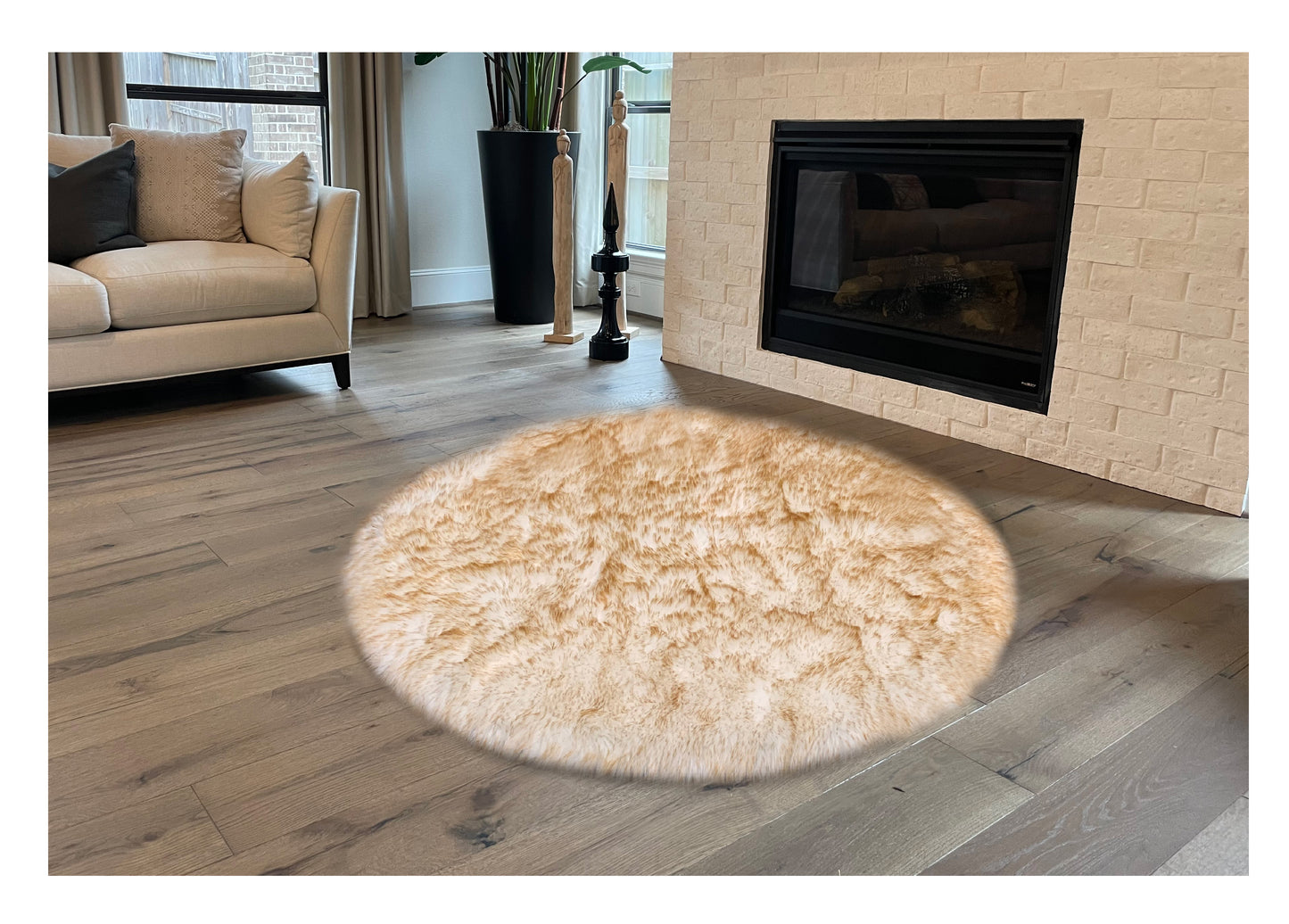 Faux sheepskin rug  Round Shaped 5' (160cm Diameter)