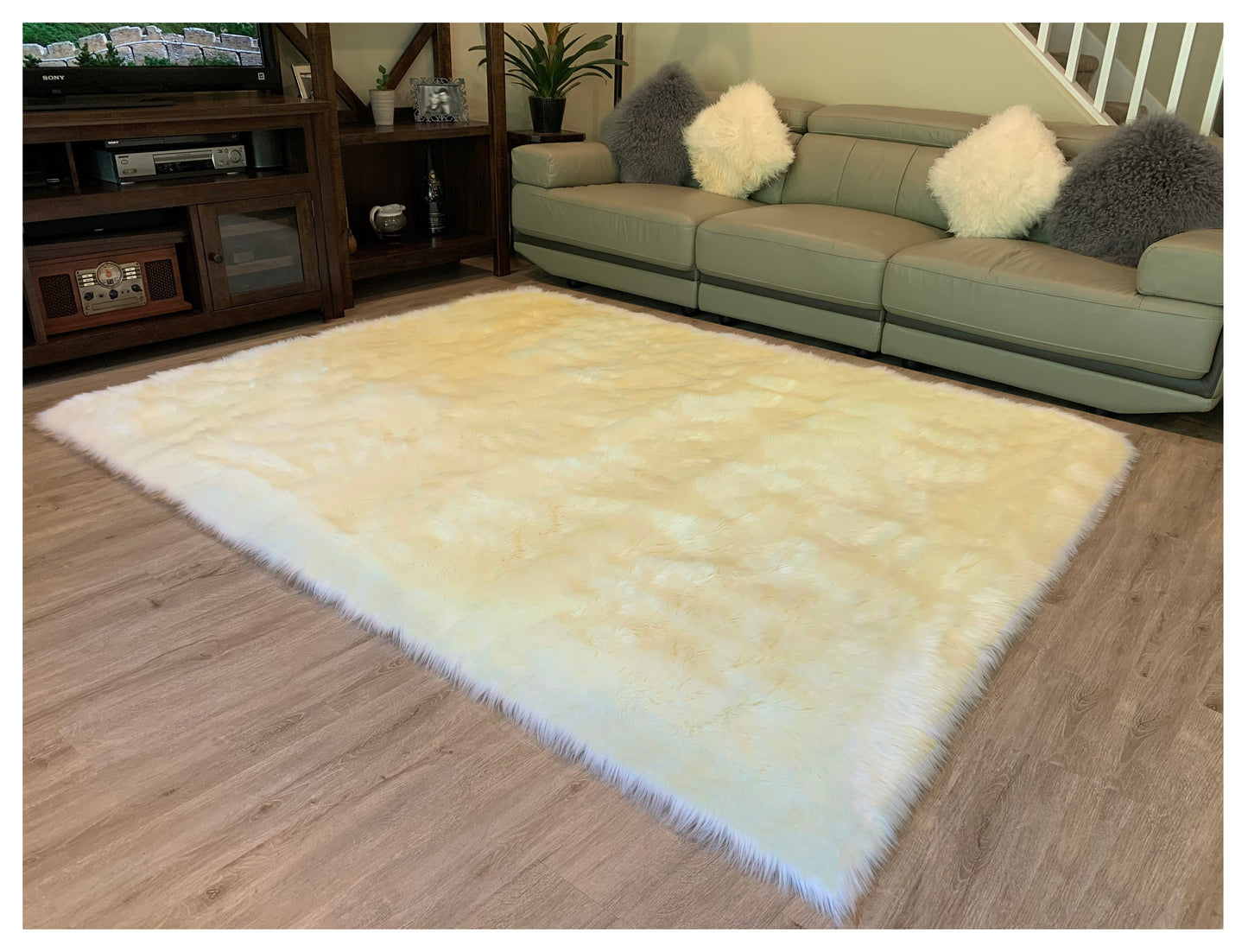 Faux sheepskin rug Rectangle Shaped 9'X12' (275cm x 360cm)