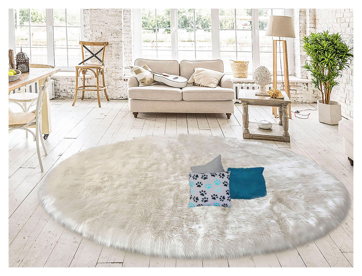 Faux sheepskin rug  Round Shaped 10' (320cm Diameter)